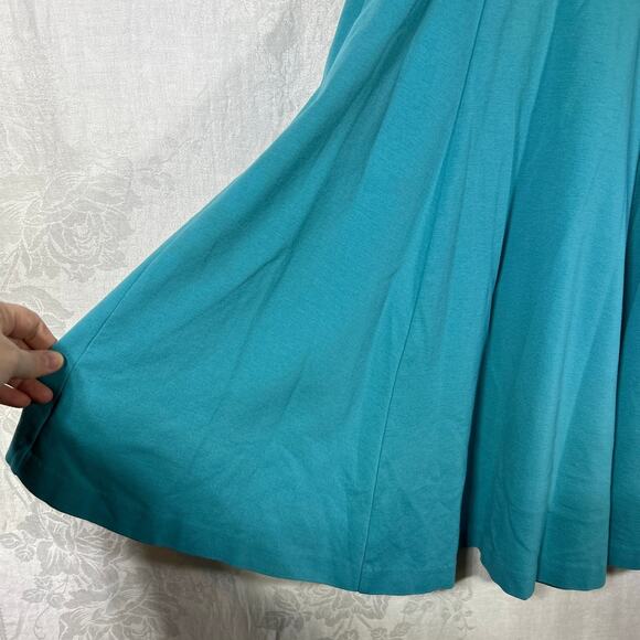 Boden Dress 6 LONG Blue Jersey Heavyweight Fit and Flare Half Sleeve Side Zip - Picture 3 of 13